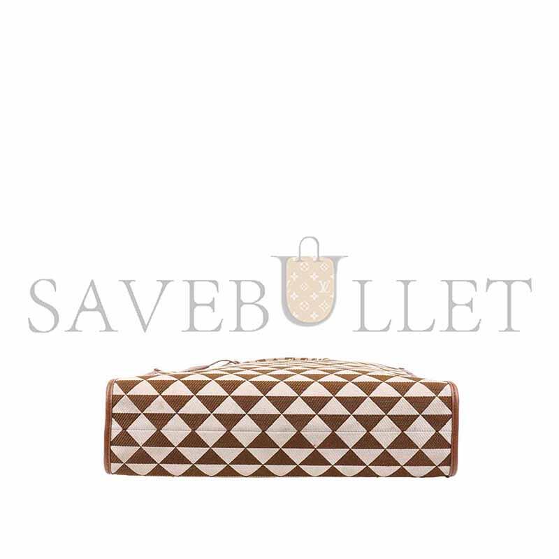 PRADA BROWN CREAM LARGE SYMBOLE TOTE 1BA356 (39*31*11cm) 